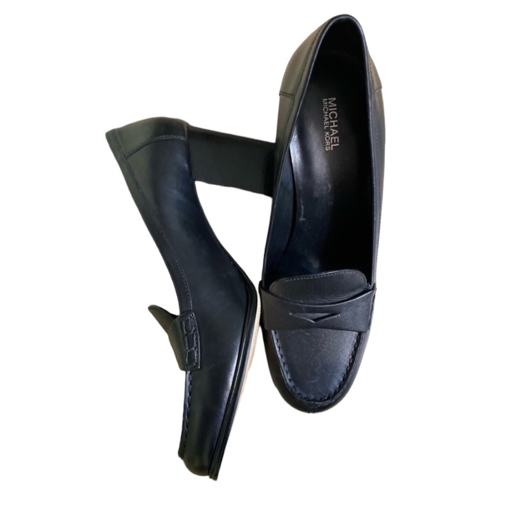 Michael Kors Buchanan Leather Block Heel Loafers - Picture 2 of 11